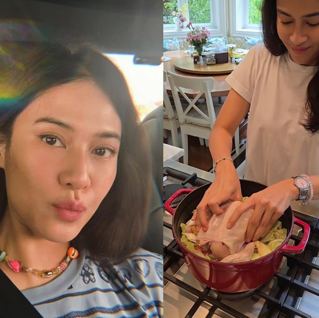 Aksi Dian Sastro Racik Sup Ayam Istimewa, Pakai Buah Ini!