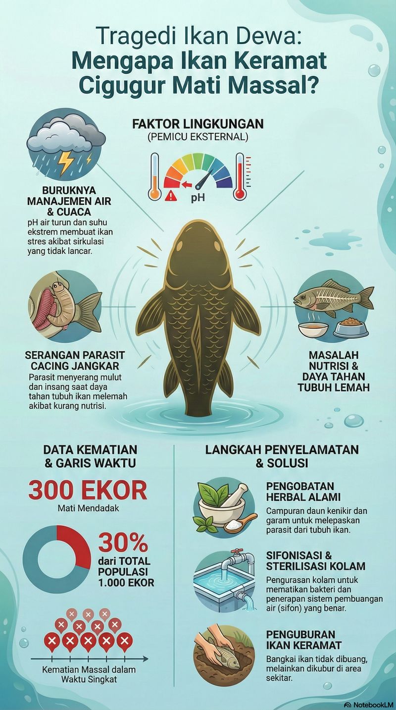 Infografik kematian massal ikan dewa Cibulan