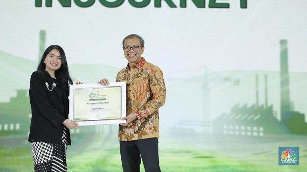 InJourney meraih anugerah ESG 2026 dalam acara ESG Sutainability Forum 2026 di Jakarta, Selasa (3/2/2026). (CNBC Indonesia Tri Susilo)