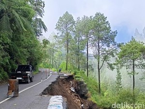 Hati-hati Lur! Jalan Brebes-Tegal di Sirampog Tergerus Longsor