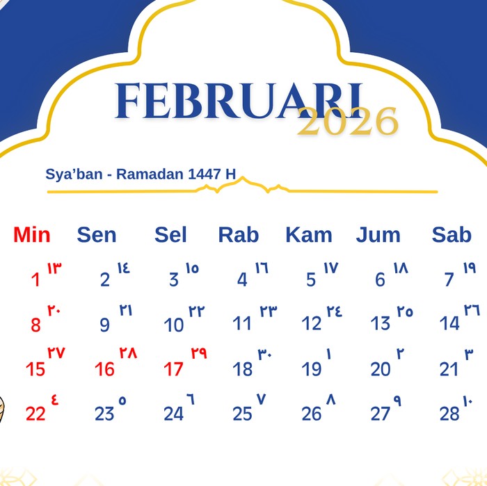 Kalender Hijriah Februari 2026.