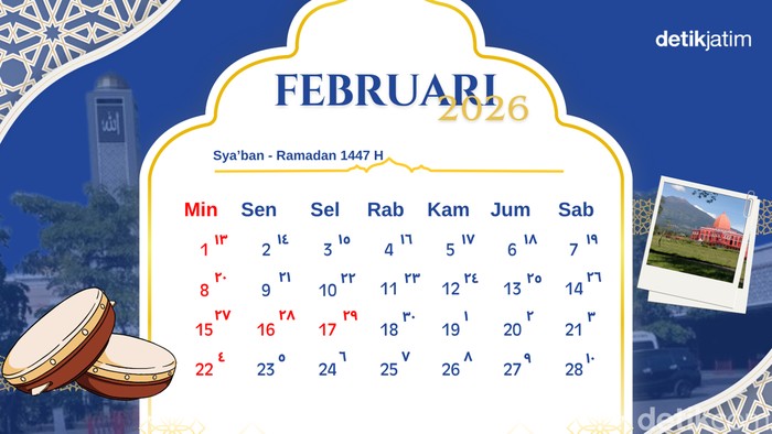 Kalender Hijriah Februari 2026, dari Syaban ke Ramadhan