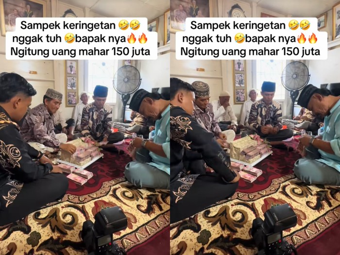 Viral video hitung mahar Rp150 Juta secara langsung saat lamaran mendadak jadi sorotan warganet.