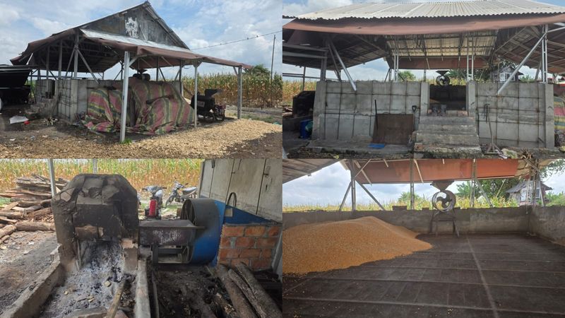 Tempat pengering jagung yang dirakit oleh Aipda Iwan Haryanto di Ogal Ilir