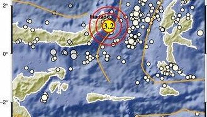 Gempa M 3,2 Guncang Bitung Sulut, Berpusat di Laut