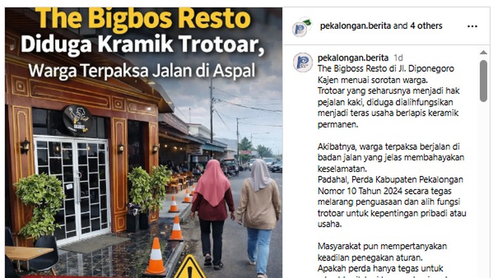 Restoran di Pekalongan diduga keramik trotoar.