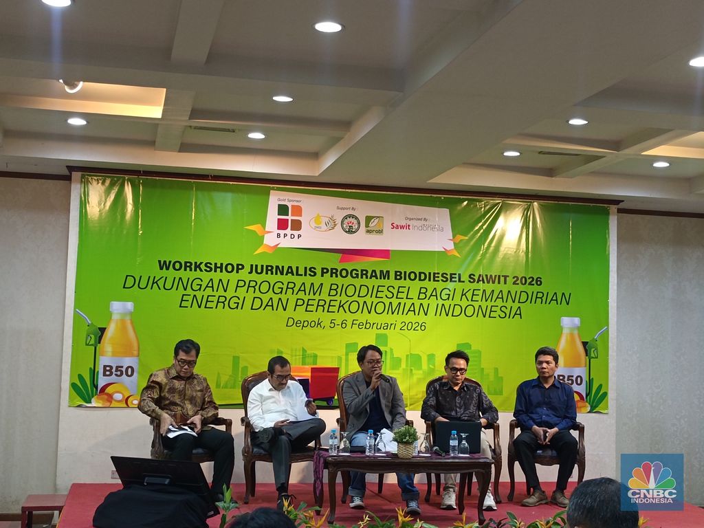 Workshop Jurnalis Program Biodiesel Sawit 2026 di Depok, Jawa Barat, Kamis (5/2/2026). (CNBC Indonesia/Martyasari Rizky)