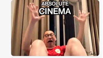 “Absolute cinema.” Ekspresi euforia suporter Indonesia dituangkan dalam meme sinematik khas internet. Foto: X.com