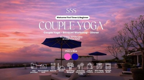 Special Valentine: Couple Yoga hadir di Atanaya Hotel Kuta Bali pada 14 Februari 2026.