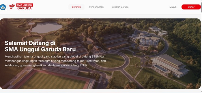 Laman SMA Unggul Garuda Baru. (Internet)