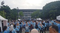 Setelah menyelesaikan jalan sehat, peserta fun walk disuguhkan dengan stand bazzar yang berjejer di area fun walk. (Foto: Nikita Rosa/detikedu)