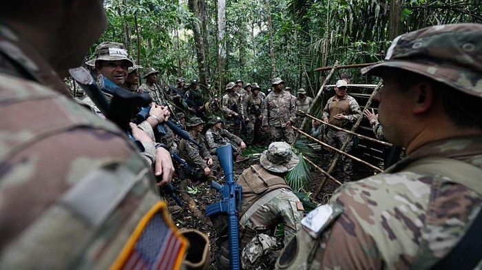 COLON, PANAMA - FEBRUARY 6: Panama and the United States hold joint military exercises as part of Exercise Panamax Alpha 2026 with support from the US Southern Command in Fort Sherman, Colon Province, Panama on February 6, 2026.The exercise focuses on jungle operations and includes training in patrolling, tactics, survival, and medical evacuation, with 12 Panamanian units and 30 US units taking part. The drills aim to strengthen cooperation and readiness between Panamanian security forces and SOUTHCOM to better prevent, detect, and respond to potential threats to the Panama Canal. (Photo by Daniel A. Gonzalez/Anadolu via Getty Images)