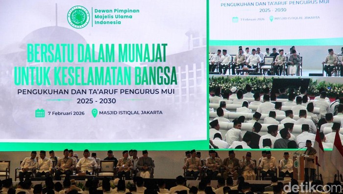 Prabowo Subianto menghadiri munajat pengukuhan kepengurusan MUI di Masjid Istiqlal, Jakarta Pusat, Sabtu (7/2/2026). Kegiatan berlangsung khidmat dan diikuti para tokoh agama.