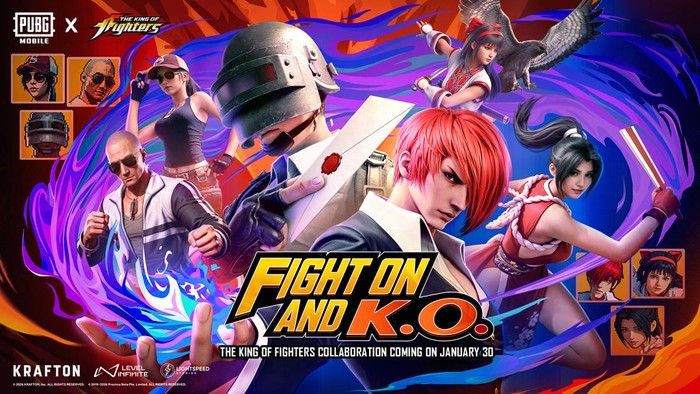 PUBG Mobile mengakhiri bulan lalu dengan memulai kolaborasi apik dengan seri game The Kings of Fighter. Pengalaman bermain game battle royale ini pun semakin seru dengan tema, outfit, dan hadiah spesial.