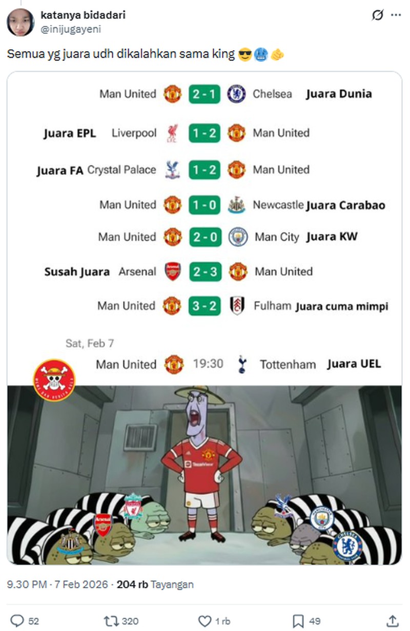 Manchester United kembali meraih kemenangan setelah mengalahkan Tottenham Hotspur 2-0. Fans pun dibuat lupa apa itu arti sebuah kekalahan.