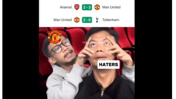 Haters disuruh buka mata lihat kemenangan beruntung King MU. Foto: X.com