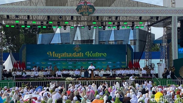 Presiden Prabowo saat peringatan 1 abad NU di Malang