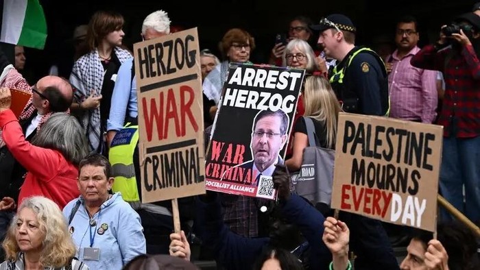 Ribuan Orang Demo di Australia Tolak Kunjungan Presiden Israel