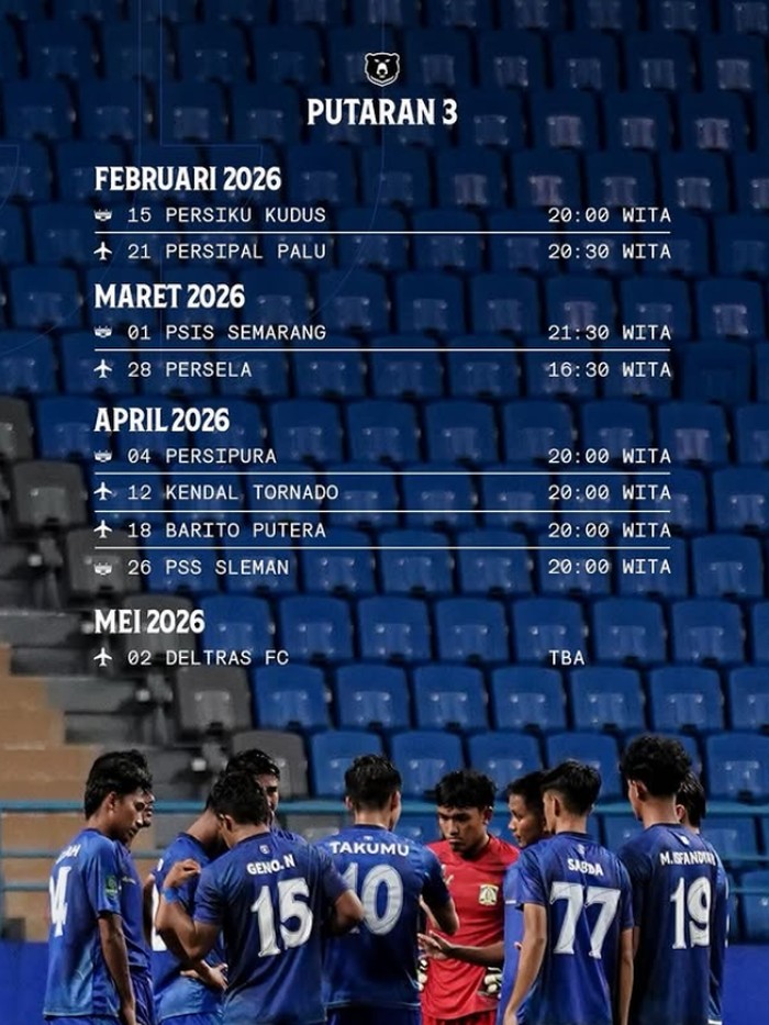 Jadwal Persiba Balikpapan di Putaran Ketiga