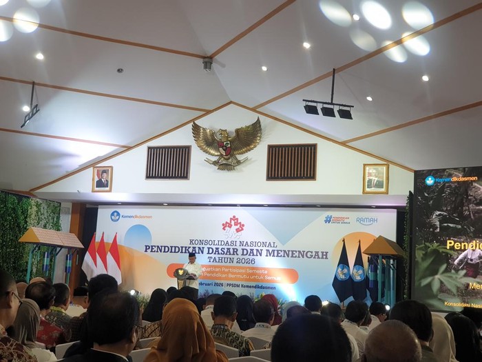 onsolidasi Nasional Pendidikan Dasar dan Menengah Tahun 2026, di Gedung PPSDM Kemendikdasmen, Kota Depok, Jawa Barat, Senin (9/2/2026).