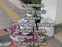 Viral Alun-alun Gresik Dinodai ODGJ yang BAB Sembarangan
