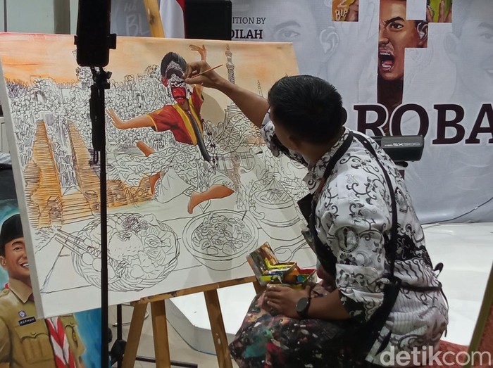 Agung Fadilah menggelar pameran lukisan hasil karyanya