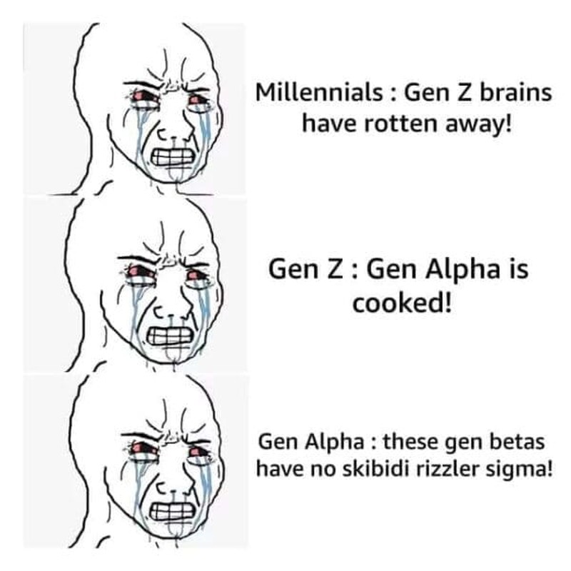 Milenial, Gen Z, dan Gen Alpha sering banget saling ledek. Meme kocak perang antar generasi ini bisa menggambarkannya.