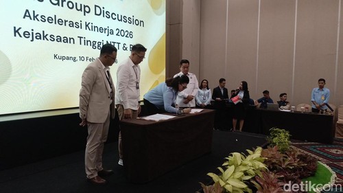 Penandatanganan MoU antara Bank BRI dengan Kejati NTT, di Kupang, Selasa (10/2/2026).