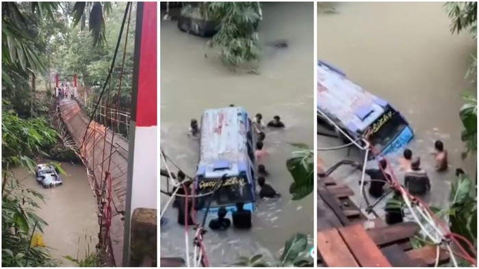 Tangkap layar video bus terjun ke sungai di Tanggamus