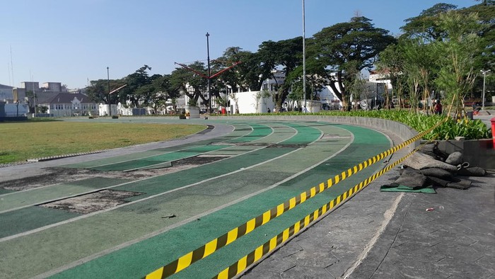 Perbaikan Trek Lari Lapangan Merdeka Butuh Waktu Satu Bulan