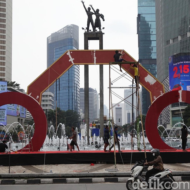 Bundaran HI Bersolek Jelang Jakarta Light Festival Imlek