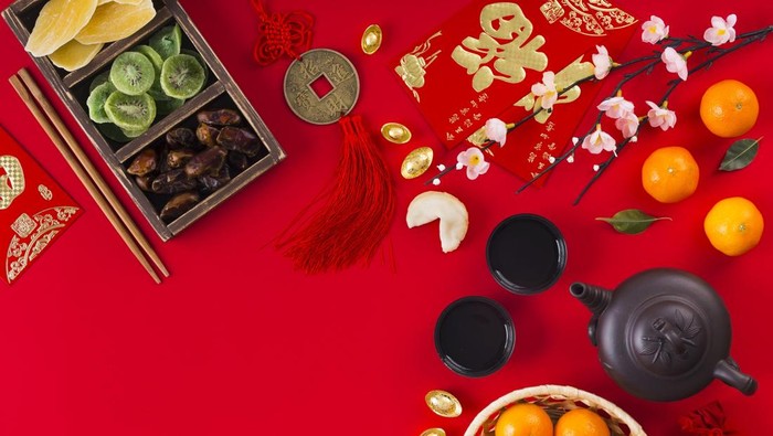 Ilustrasi ucapan selamat tahun baru China.