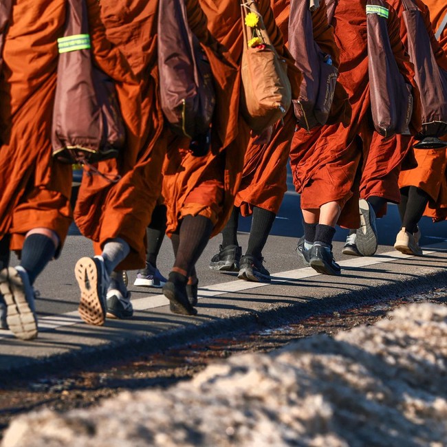 Rombongan Biksu Jalan Kaki 3.700 Km Demi Gaungkan Damai di AS