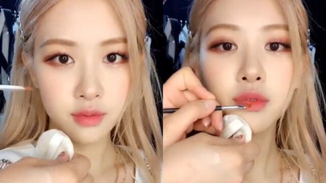 Rose BLACKPINK beberapa kali mengganti gaya makeup-nya. Di Korea Selatan, pelantun APT itu tampil dengan eyeshadow berwarna gelap dipadu dengan blush on dan lipstik bernuansa peach. Foto: Instagram