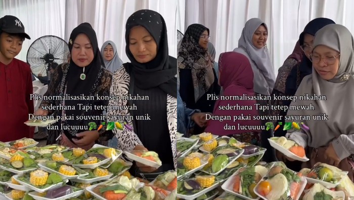 Souvenir pernikahan berupa sayuran mendadak viral di media sosial.