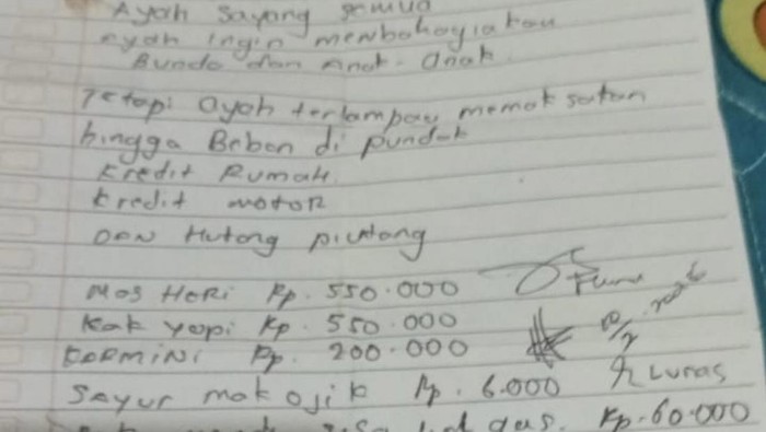 Isi surat terakhir yang ditinggalkan ayah di Palembang