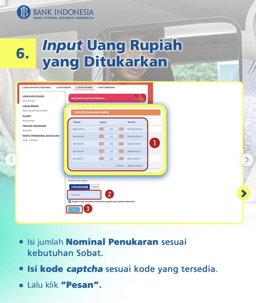 Step by step cara tukar uang di aplikasi PINTAR!. (Dok Instagram/Bank Indonesia)