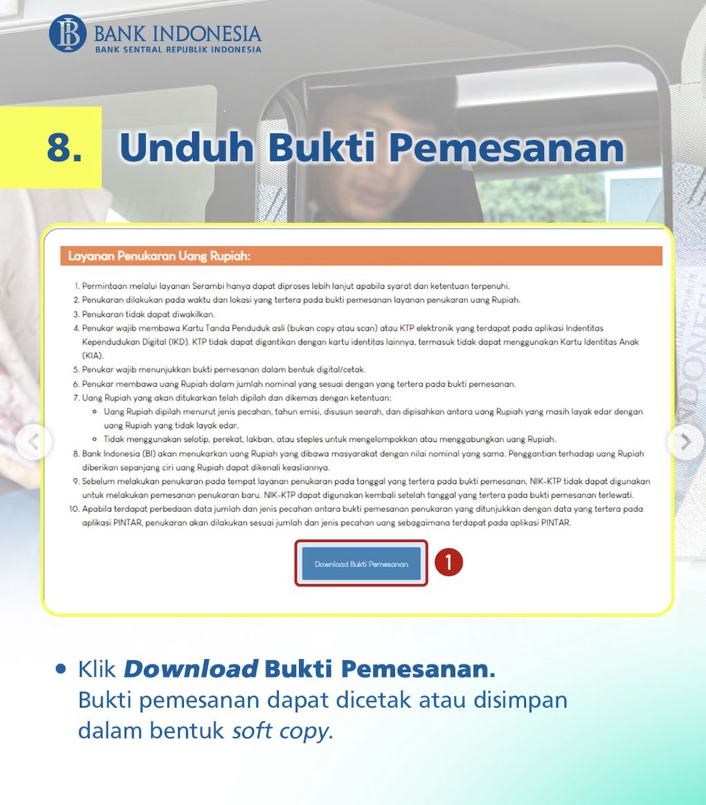 Step by step cara tukar uang di aplikasi PINTAR!. (Dok Instagram/Bank Indonesia)