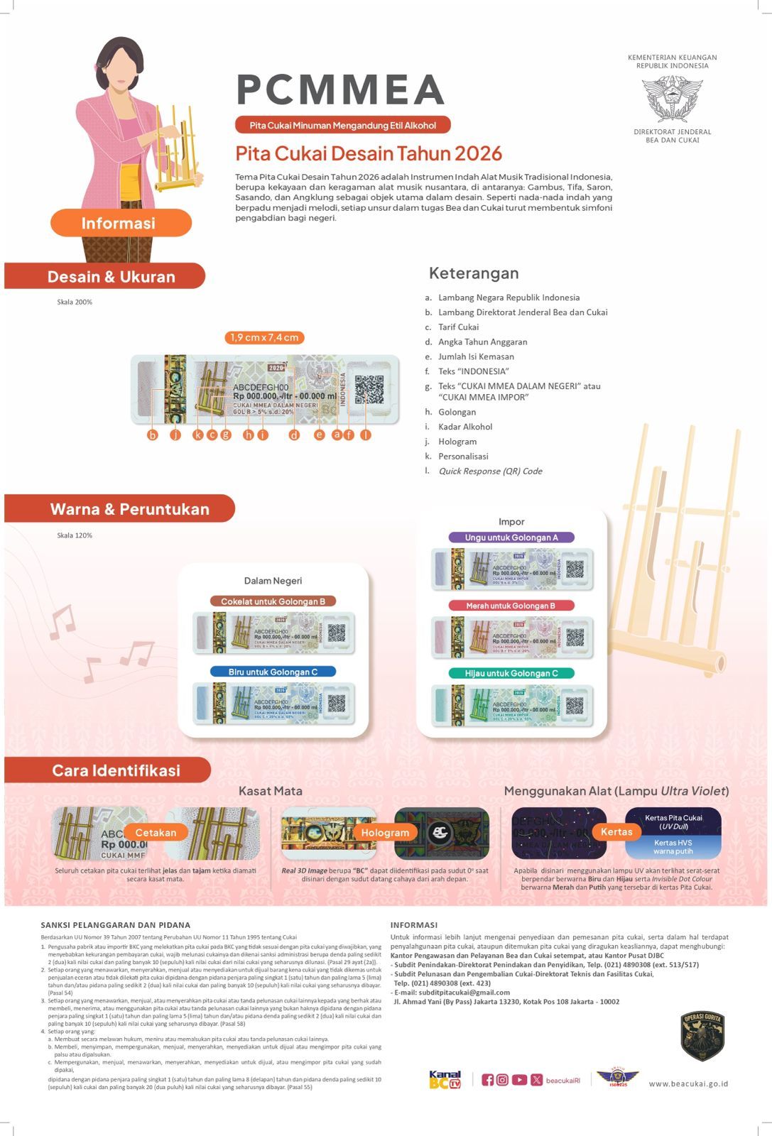 Desain baru pita cukai tahun 2026 yang ditetapkan oleh Direktur Jenderal Bea dan Cukai. (Dok. Bea Cukai)