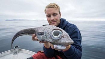 Seorang Pria Menangkap Ikan Unik yang Disebut Rough-Head Grenadier Foto: Boredpanda
