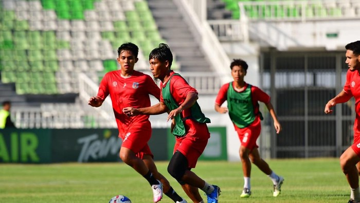 Pemain Sumsel United sedang menggelar latihan jelang hadapi PSMS Medan