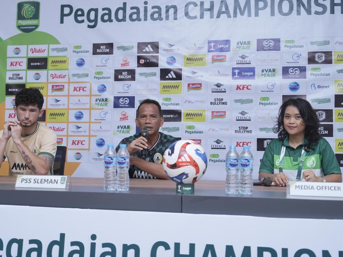 Jumpa pers PSS Sleman di Stadion Maguwoharjo, Sleman, Jumat (13/2/2026).