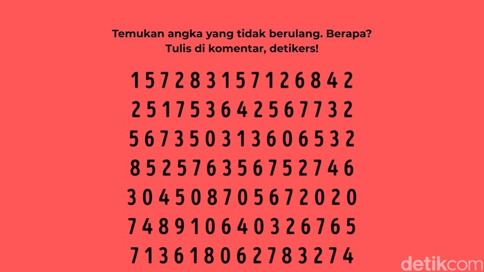 Di antara banyak angka yang hampir identik, terdapat satu angka yang berbeda. Bisakah menemukannya tanpa terkecoh?