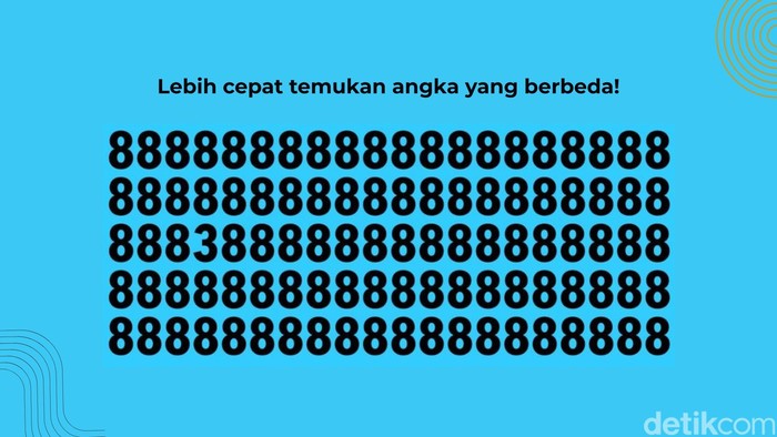 Di antara banyak angka yang hampir identik, terdapat satu angka yang berbeda. Bisakah menemukannya tanpa terkecoh?