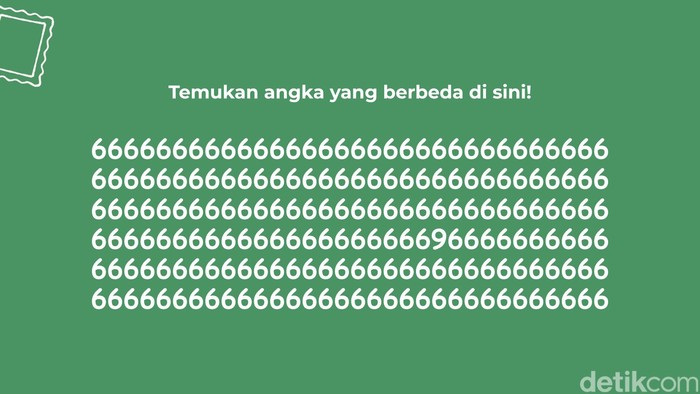Di antara banyak angka yang hampir identik, terdapat satu angka yang berbeda. Bisakah menemukannya tanpa terkecoh?