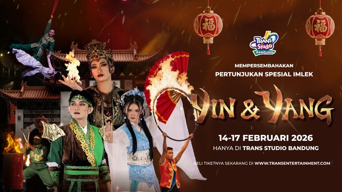 Semarak perayaan Imlek Tahun Kuda Api 2026 semakin terasa dengan hadirnya Pertunjukan Spesial Imlek Yin & Yang di Trans Studio Bandung.