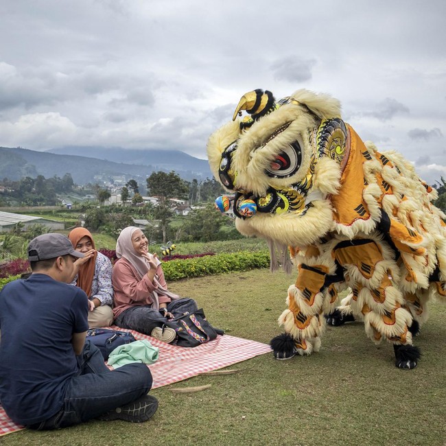 Atraksi Barongsai Semarakkan Imlek 2577 di Tepi Gunung Cisarua