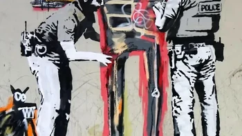 Basquiat Tribute karya Banksy di London, Inggris. Foto: via StreetArtUtopia