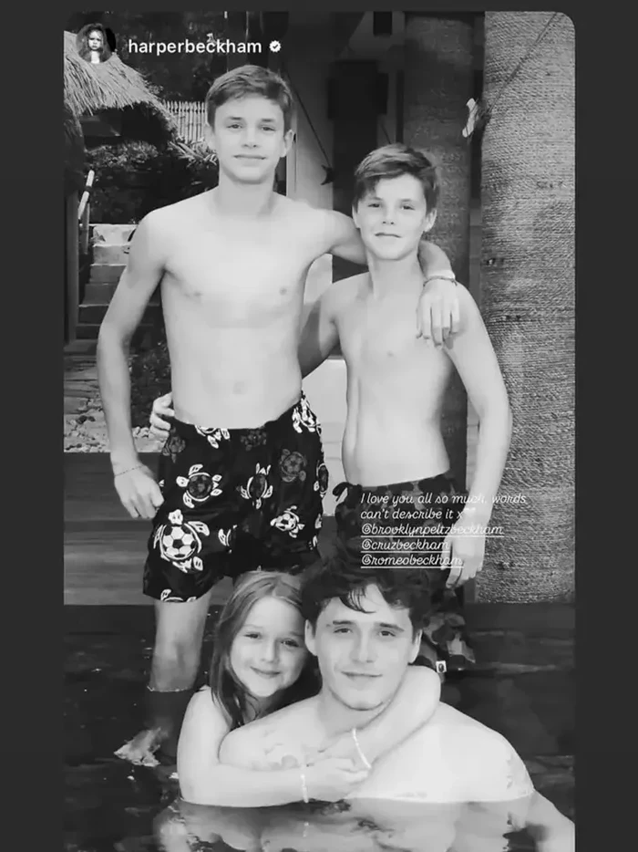 Ungkapan cinta Harper Beckham untuk ketiga kakaknya, termasuk Brooklyn Beckham.