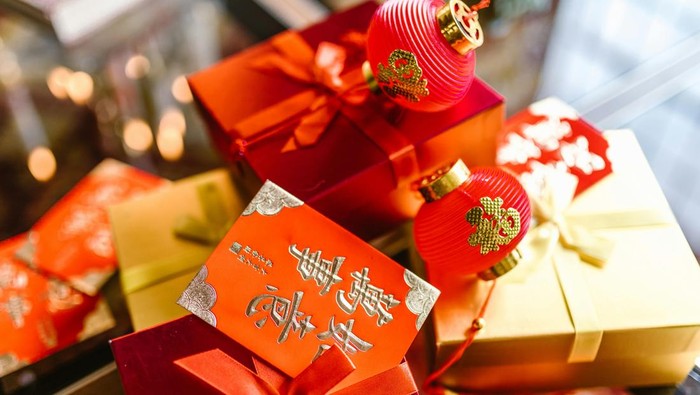 Ilustrasi perayaan tahun baru China atau Imlek.